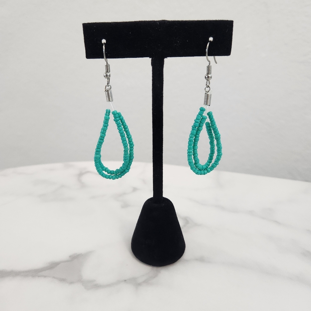Paparazzi Turquoise Beaded Necklace & Earring Set Statement Style - Picture 9 of 9